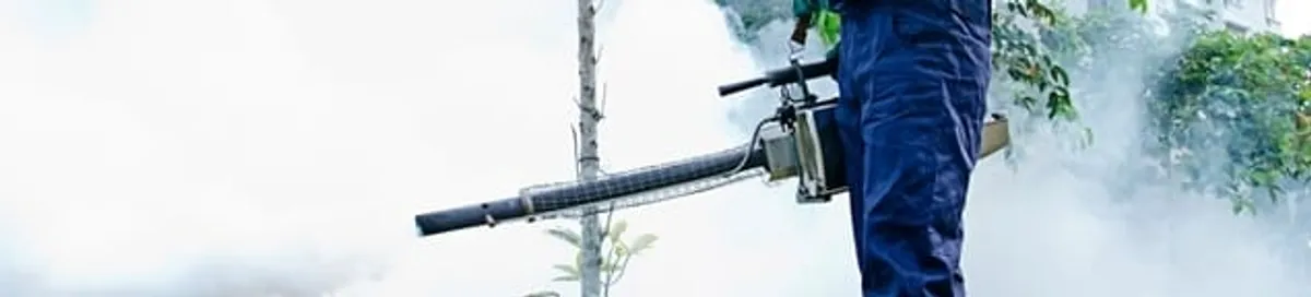 Pest control technician fogging an outdoor area for insect control in Allentown, PA