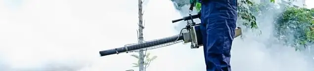 Pest control technician fogging an outdoor area for insect control in Allentown, PA